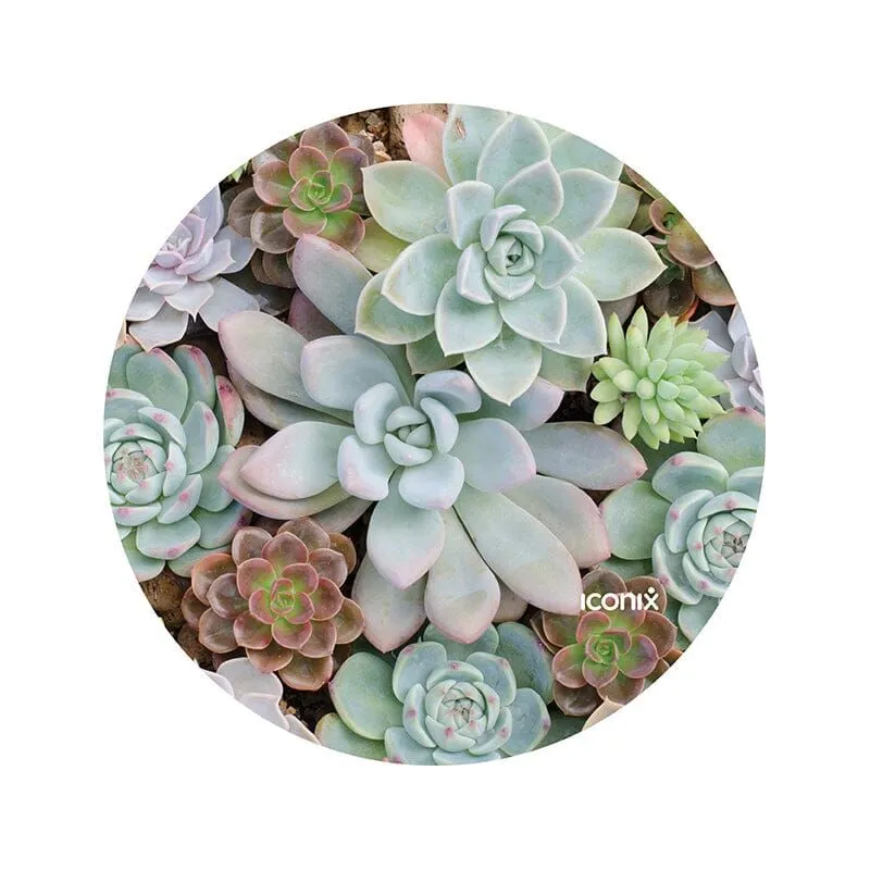 Iconix Round Mousepad - Glowing Succulents