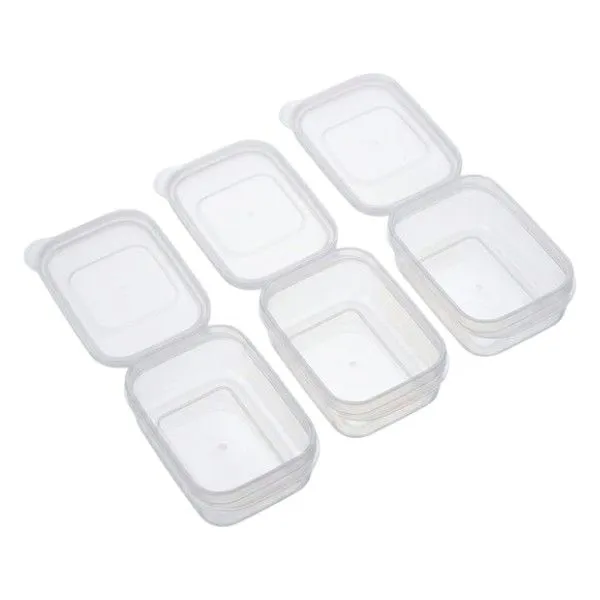 3 Piece - Small Rectangular Lunch Containers With Lids - Transparent
