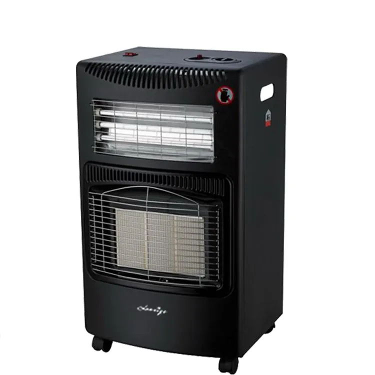Black Foldable Portable Gas and Electric Heater with Overheat Protection