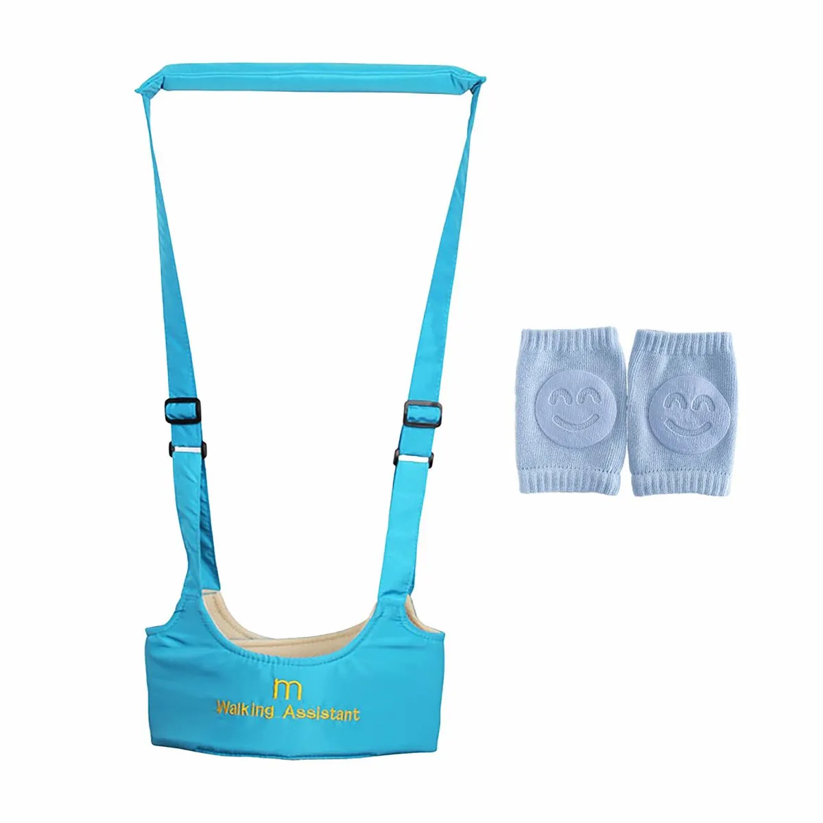Adjustable Baby Walking Harness Baby Walking Helper With Knee Pads - Light Blue