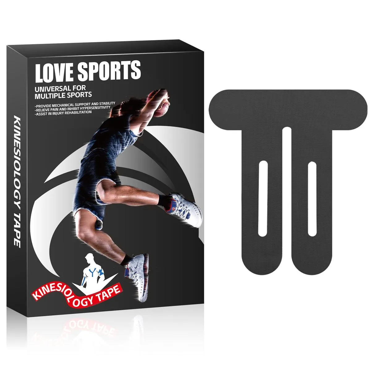 10 Piece Pre-Cut Kinesiology Cotton Waterproof Tape for Knees Knee Pain Relief - Black