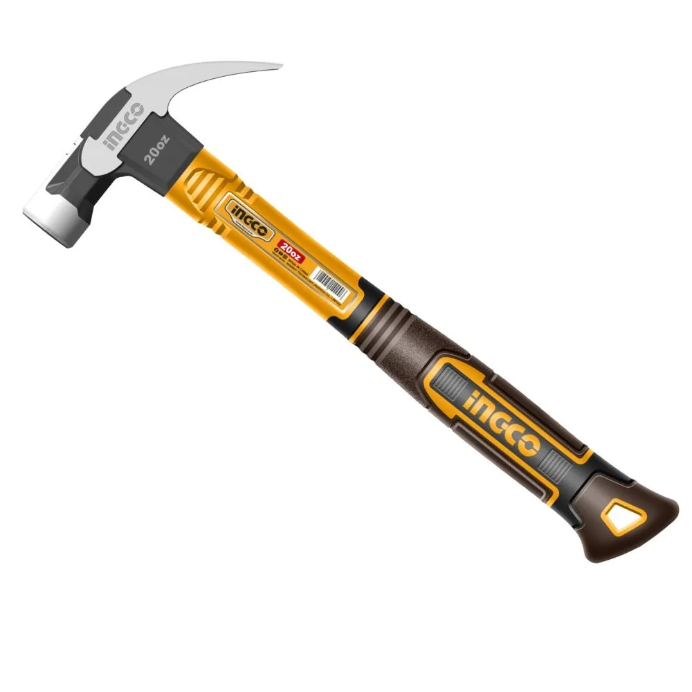 Ingco - Claw Hammer with Magnetic Nail Holder & Fiberglass Handle - 560g