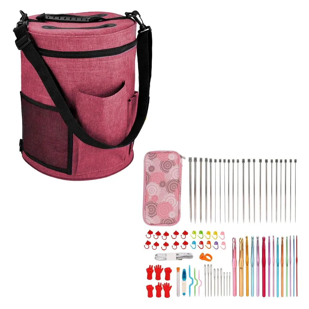 Craft Tote Yarn & Needle Storage Bags & Crochet Accessories Set of 70