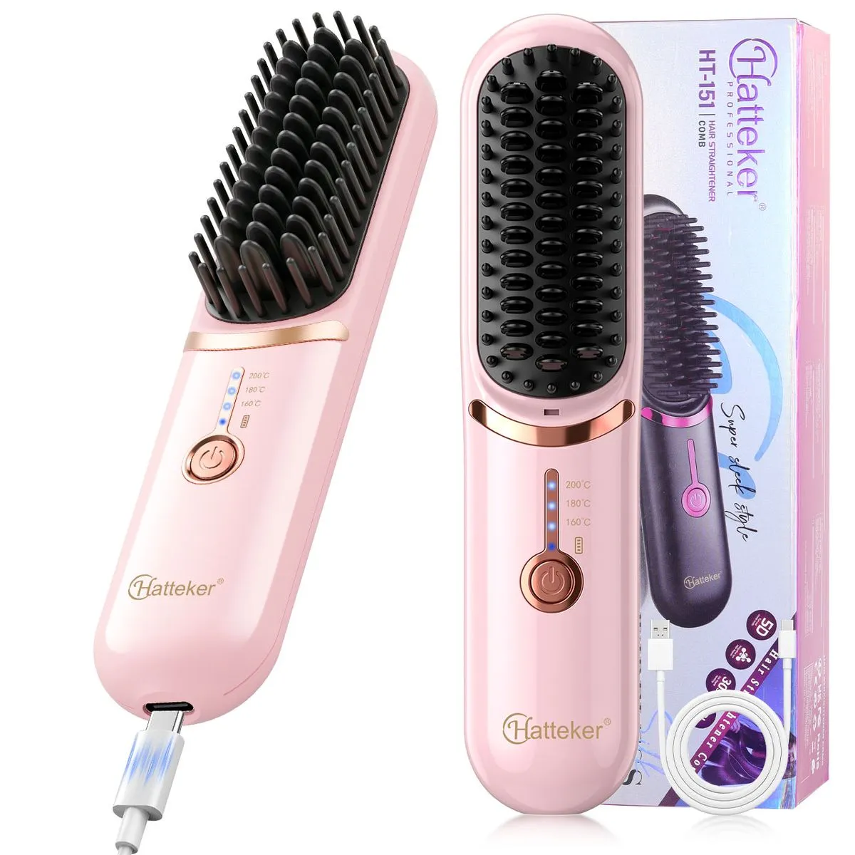 Cordless Hair Straightener for Women Straightening Brush for Travel