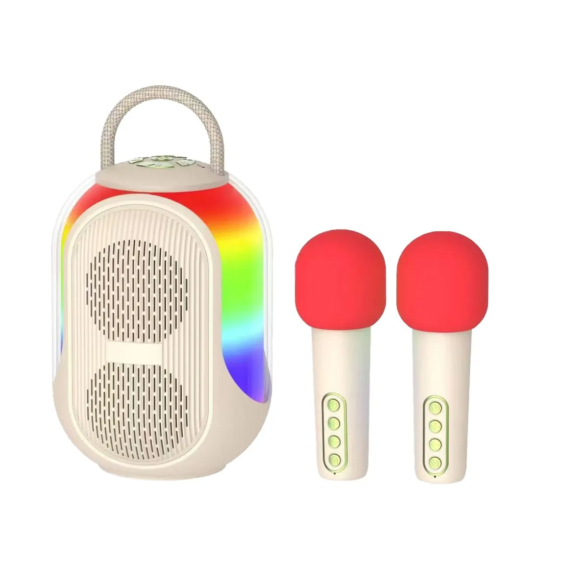 Portable RGB Karaoke Speaker with 2 Wireless Microphones White (Q-YX133)