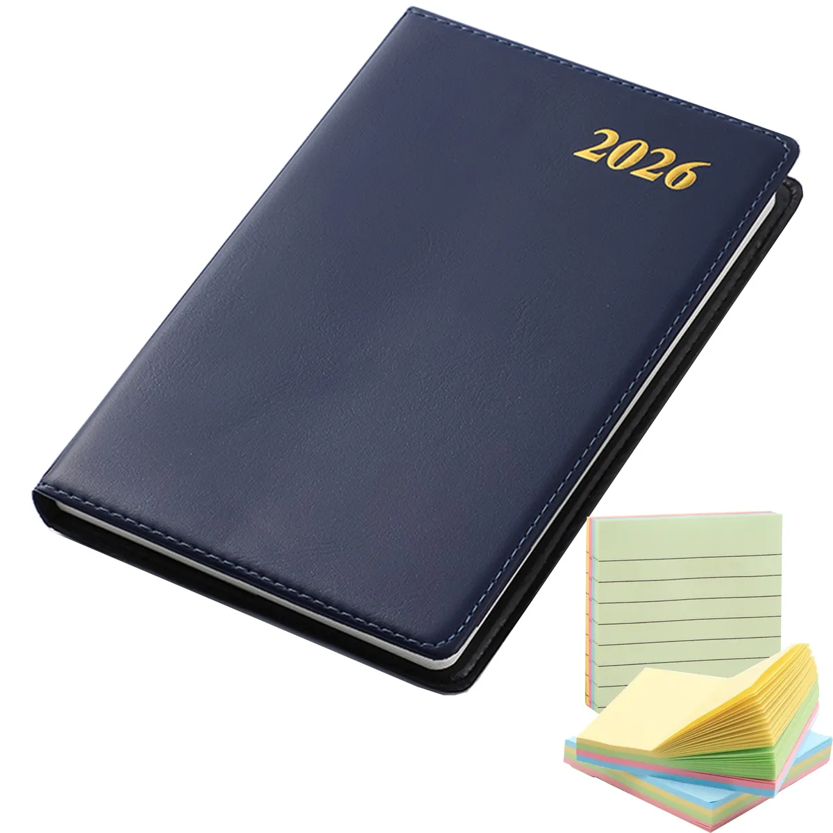 A5 Diary Notebook with Monthly Tabs 2026 Daily Planner with 3 Sticky Notes - Blue