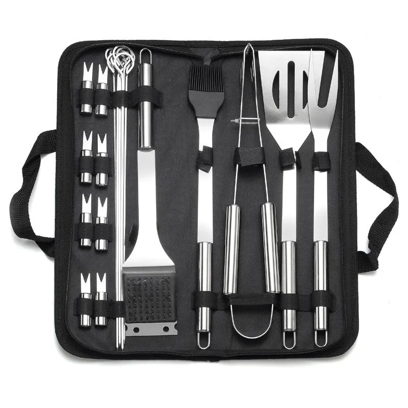 20Pcs Barbecue Tool Stainless Steel Sets Kitchen Utensil Bbq Grill