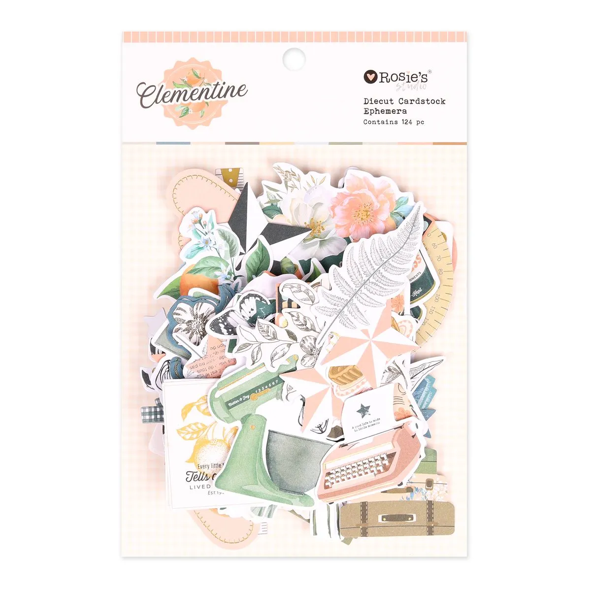 Clementine Cardstock Diecut Ephemera 124 pieces