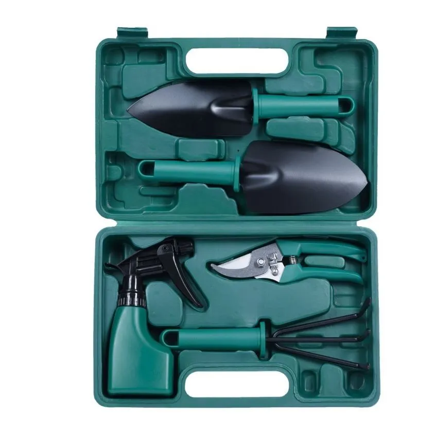 Garden Tools Grafting Knives Potting And Weeding Pruning Set 5 Pieces - Dark Green