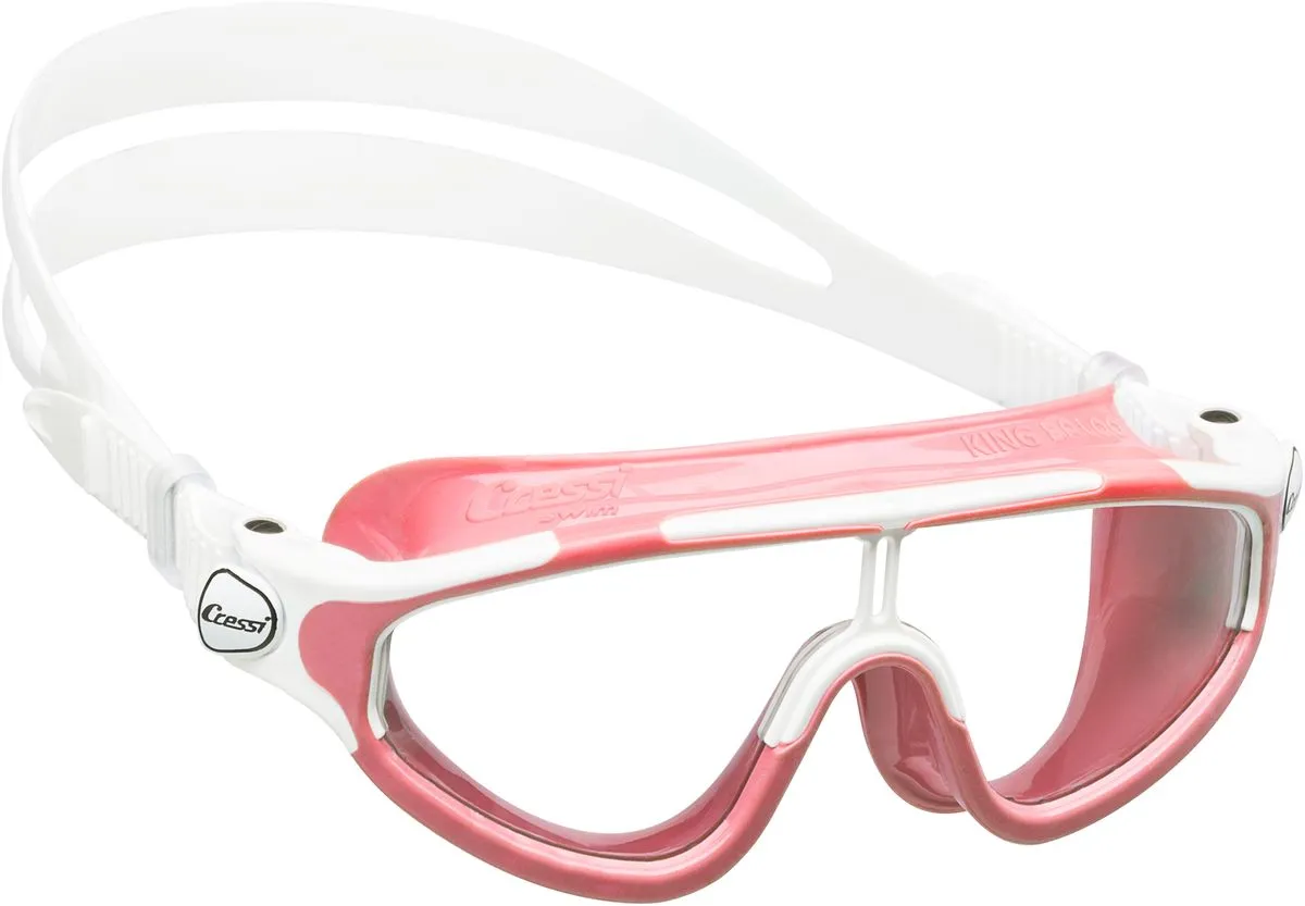 Cressi King Baloo Junior Swim Mask 7-15 yrs - Wide Lens Anti-Fog UV Goggles - Pink