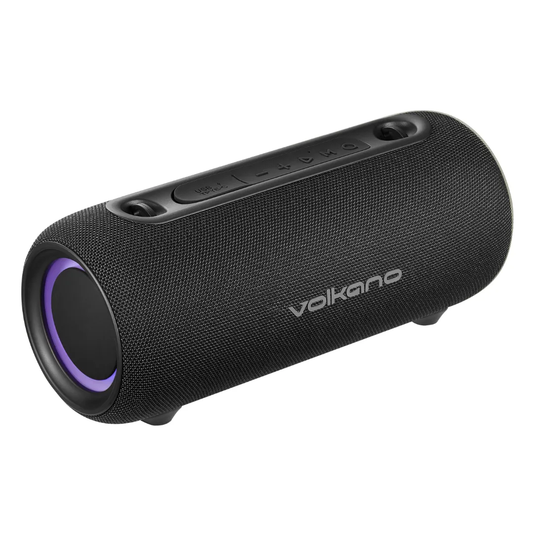 Volkano Mini Mamba 2.0 Portable Bluetooth Speaker with Lights & IPX5 Rating - Black