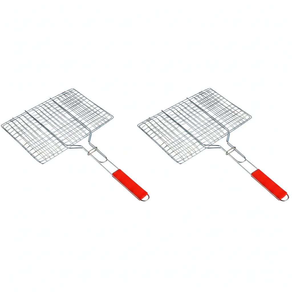 Casey Stainless Steel 43cm Large BBQ Hand Griller for Outdoor - 2 Pack