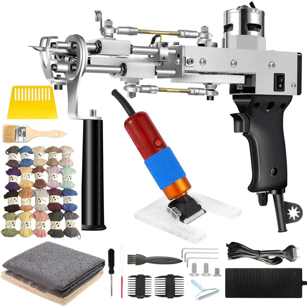 2in1 Tufting Gun with Carpet Trimmer Kit with Trimmer, Yarn, Tufting Cloth