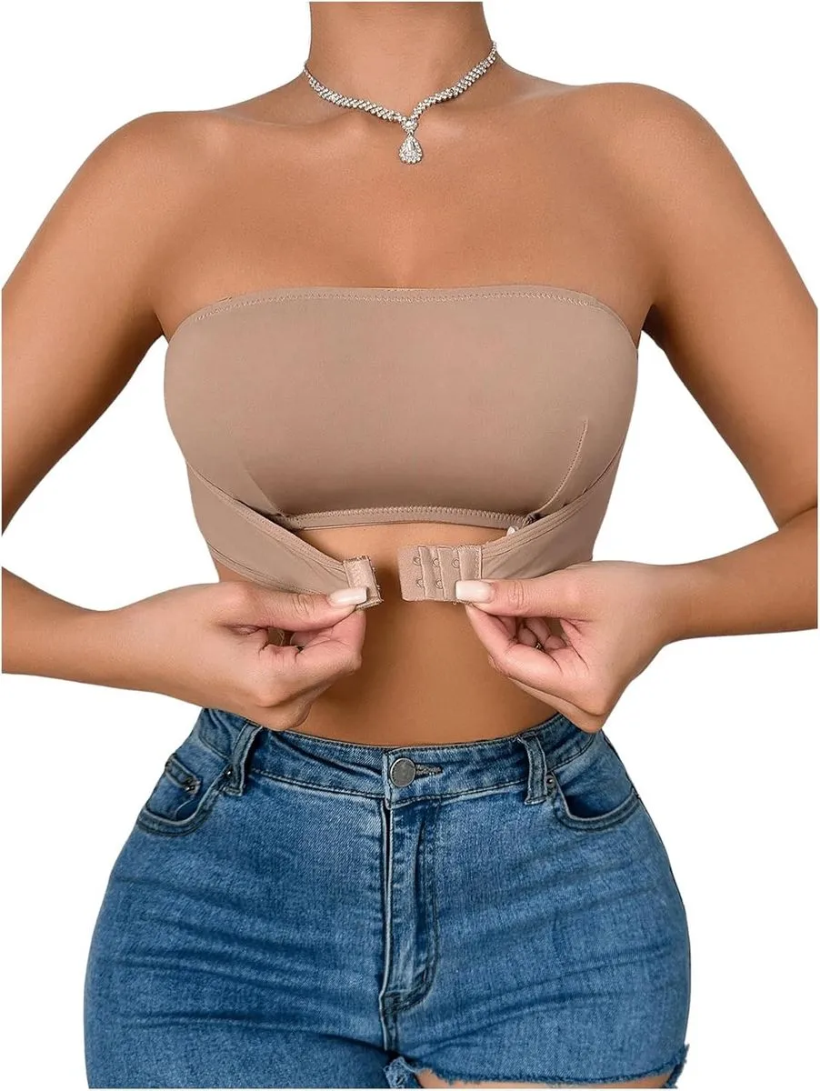 Women's Strapless Bra Front Closure Strapless Bra Bandeau Wireless Bras 36B