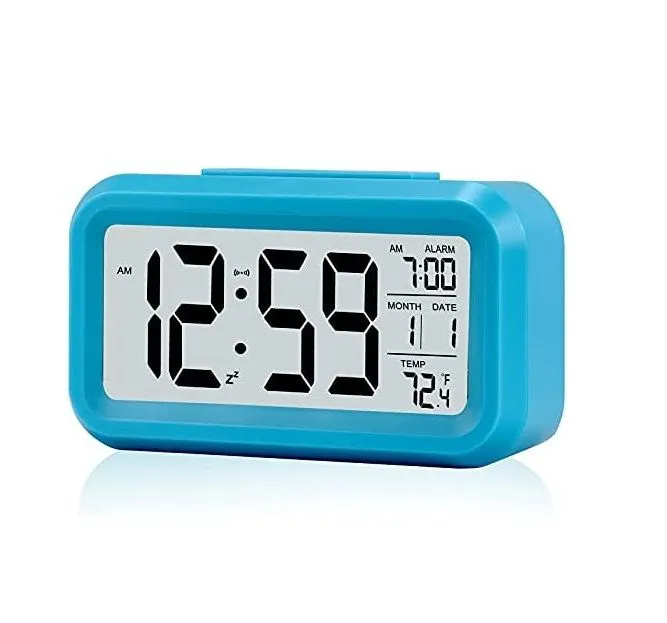 Digital Alarm Clock - Smart Night Back-Light Easy Operation Clock for Kids - Blue