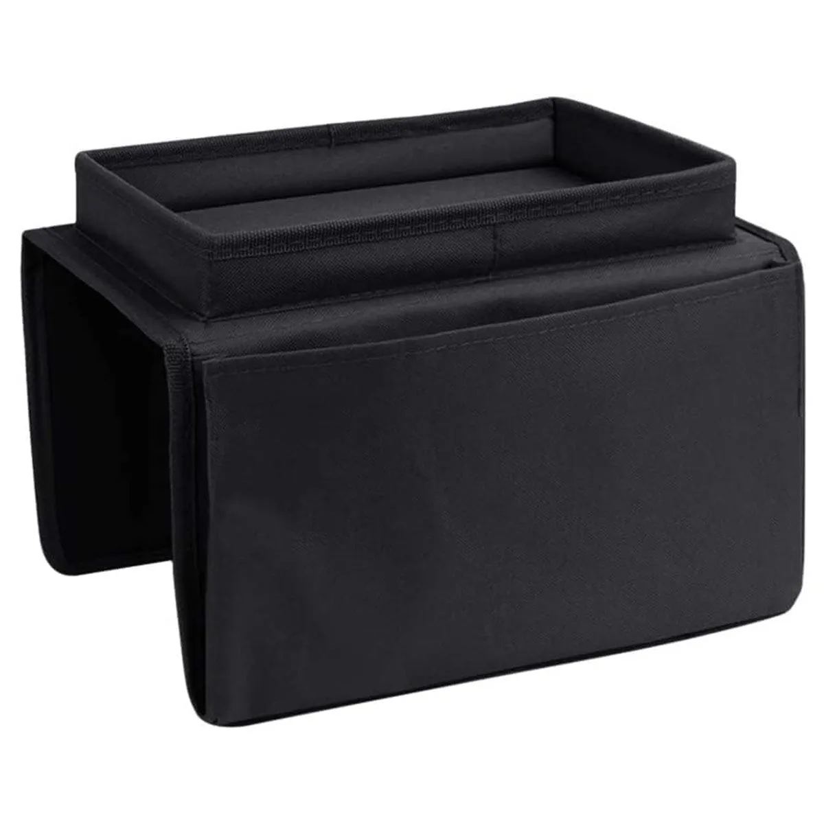 Sofa Armrest Organizer with Cup Holder Tray - Black