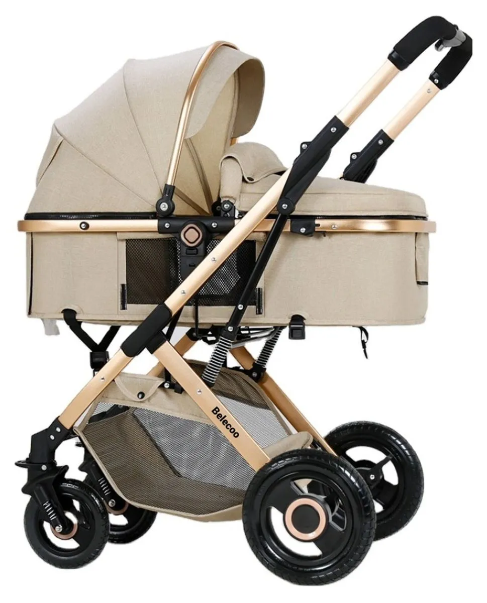Belecoo Aston Baby Stroller HA321 - Brown, Gold