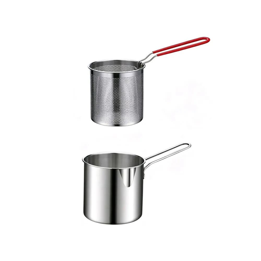 Oil-Saving Stainless Steel Deep Fryer With Frying Basket Set