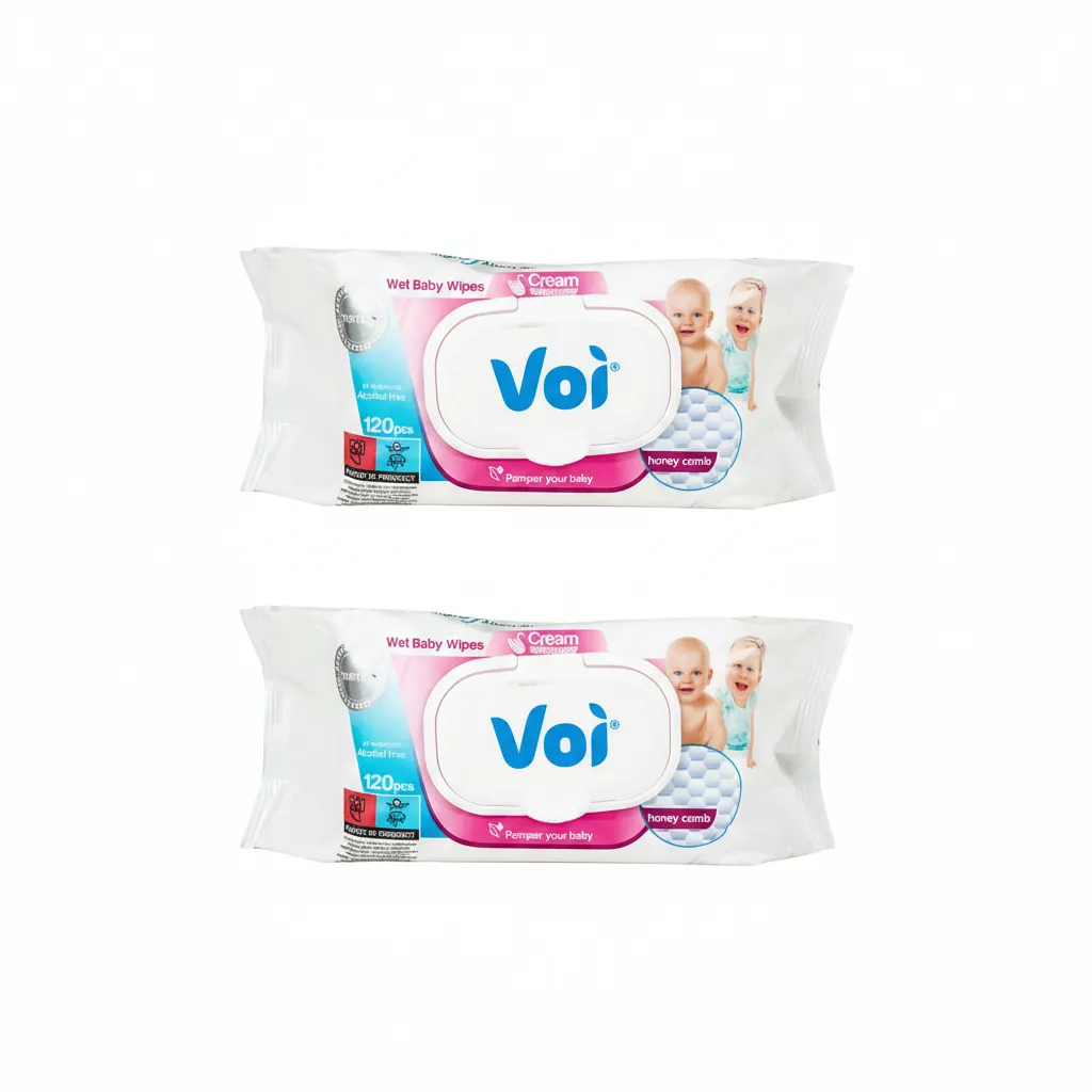 Voi Honeycomb Wet Wipes 120 Piece 16x19cm - 2 Pack