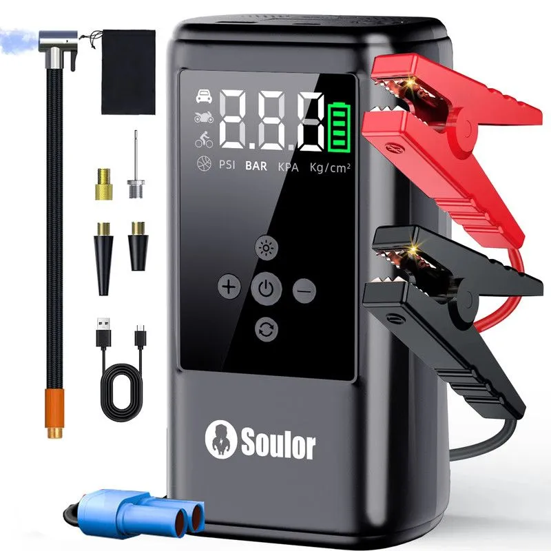 Soulor 3000A 12V Jump Starter with Air Compressor, Portable Power Unit