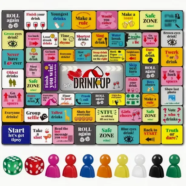 Colorful Rubber Mat Drinking Board Game for Adults