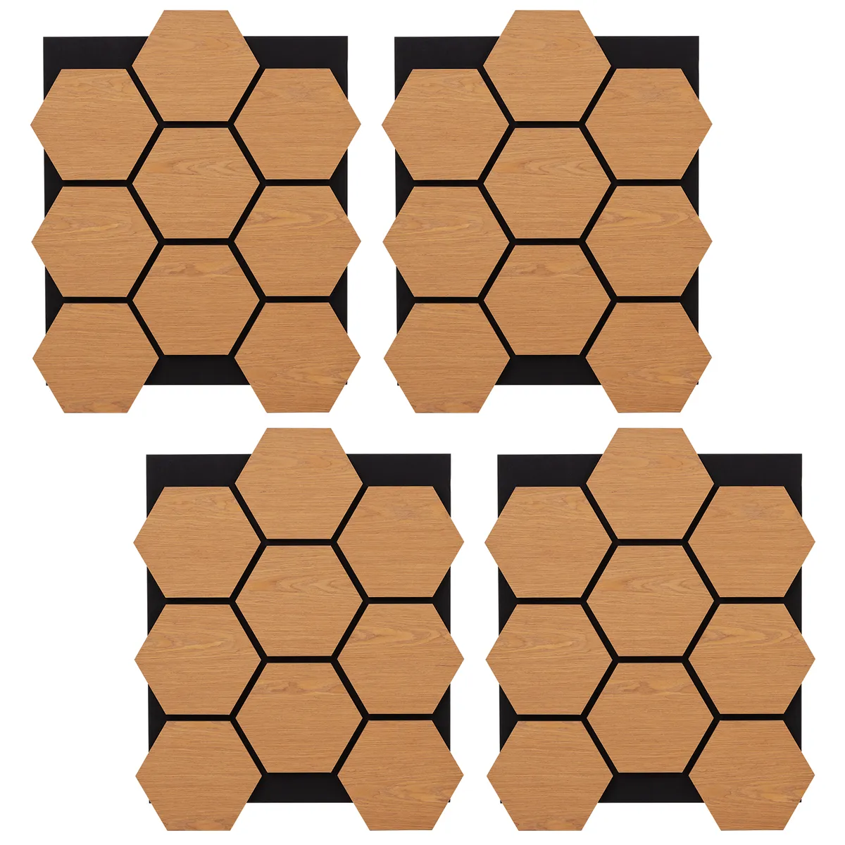 Chenshia 4Pc Honeycomb Soundproofing Panels 3D Wall Art Home & Office Decor - Teak