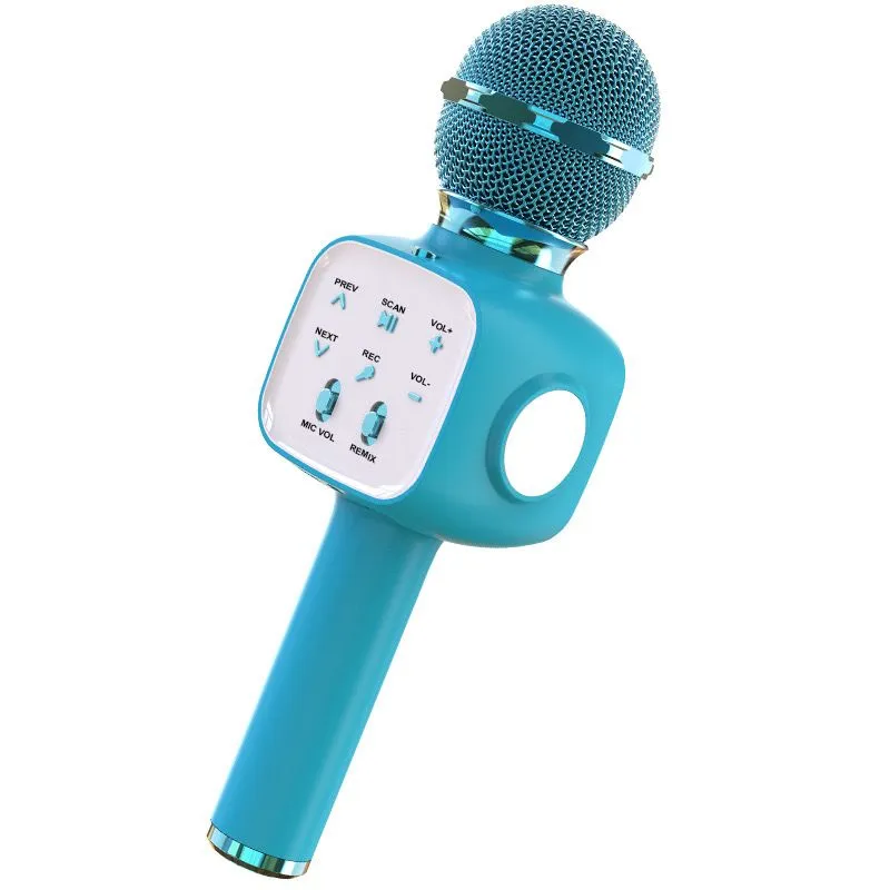 6 in 1 Wireless Bluetooth Microphone Karaoke Speaker - blue