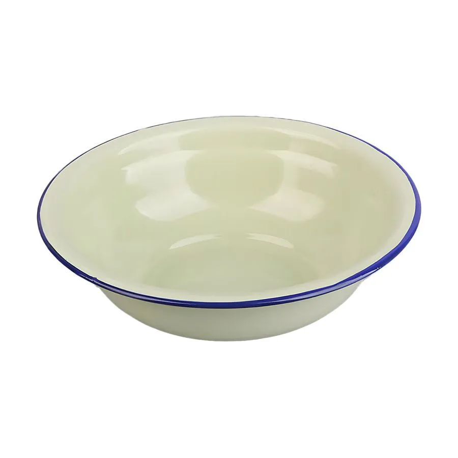 24cm Enamel Bowls Beige and Green - 2Pack