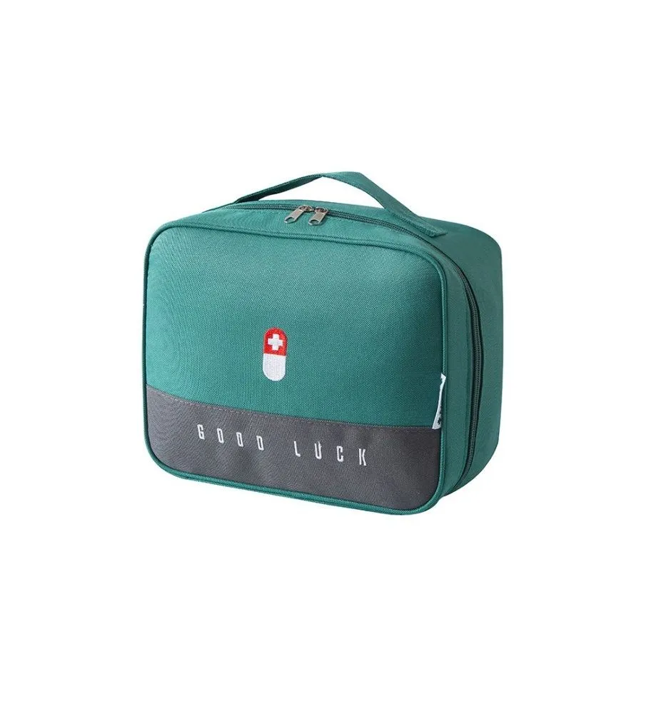 Empty First Aid Bags Travel Medical Supplies Cosmetic Organizer - Green