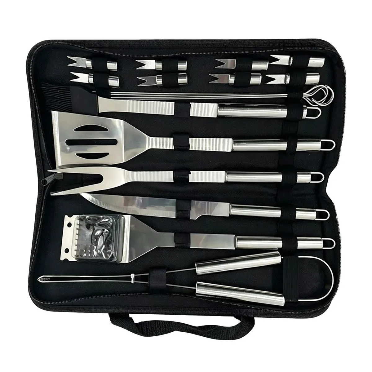 19 Pieces Stainless Steel BBQ Grill Tools Set with Carry Bag