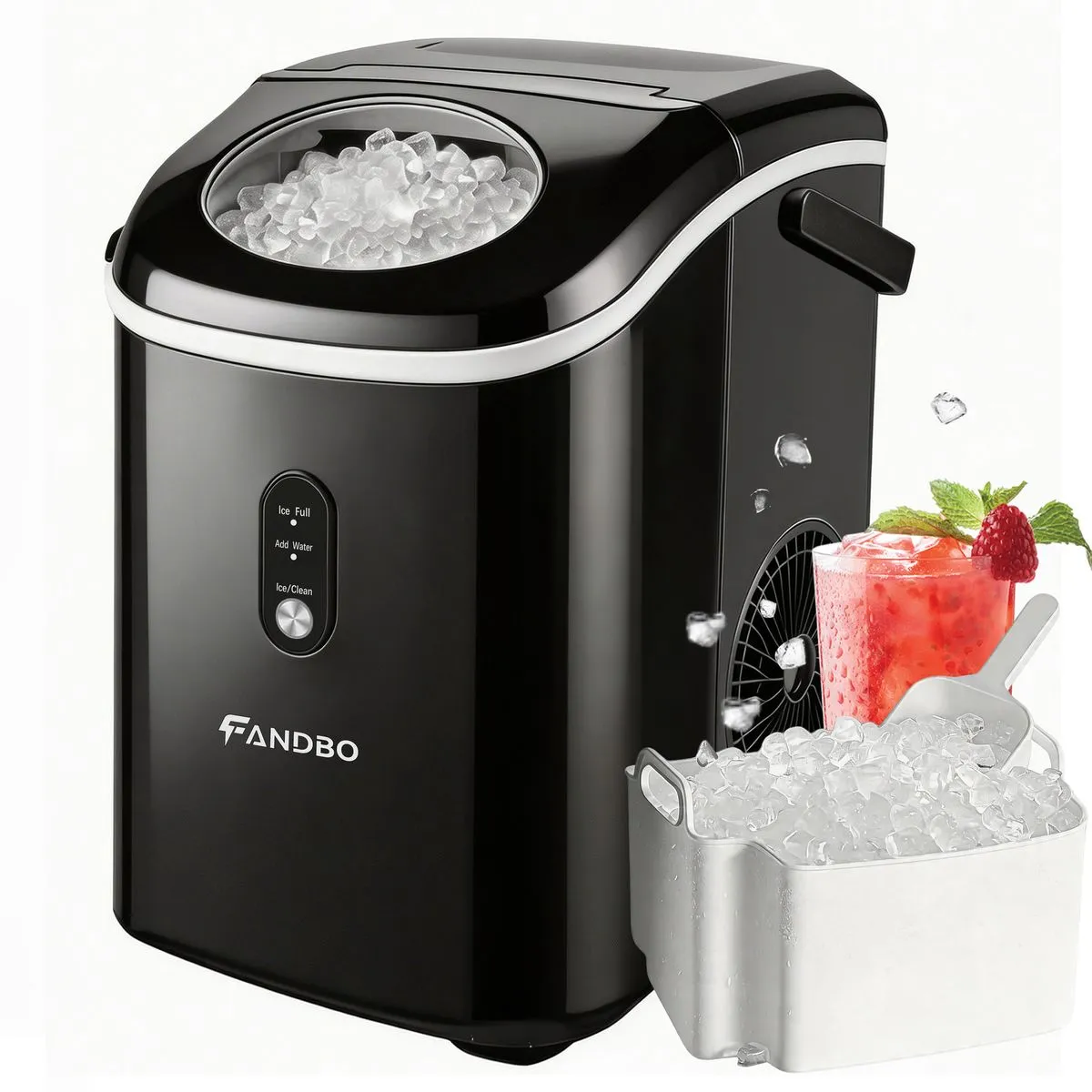 FANDBO Nugget Ice Maker Machine 15kg/24Hr 6 Mins 9 Chewable Pellet Ice