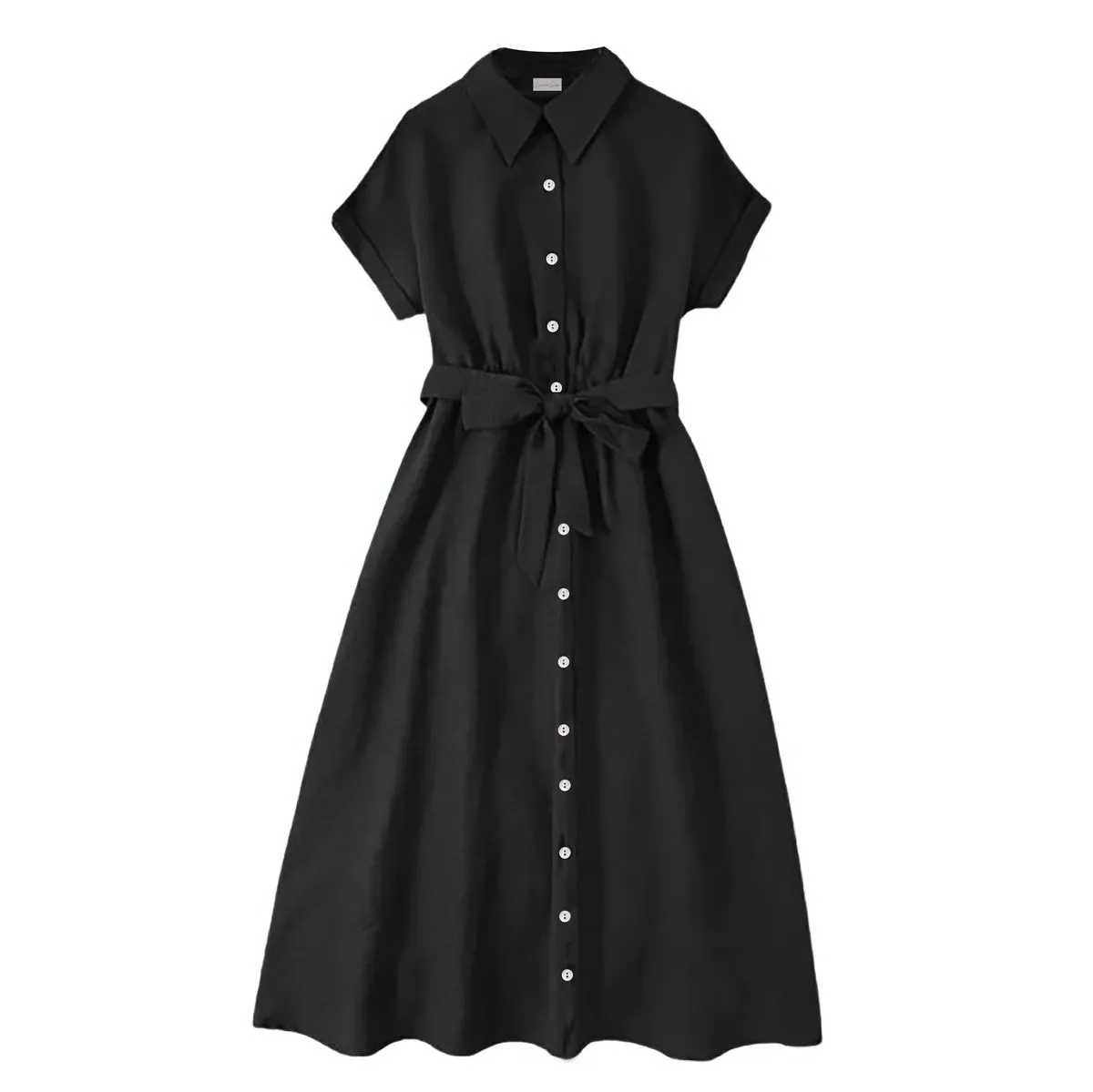 Black Summer Button Down Dress - Versatile Maternity & Nursing Wear