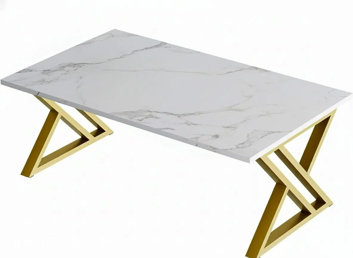 Coffee Table Living Room Table White Center Table Simple Modern Wood Metal