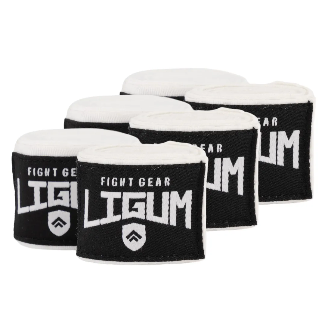 3 Pack of 4.5m Boxing Wraps - Ligum Fight Gear - White