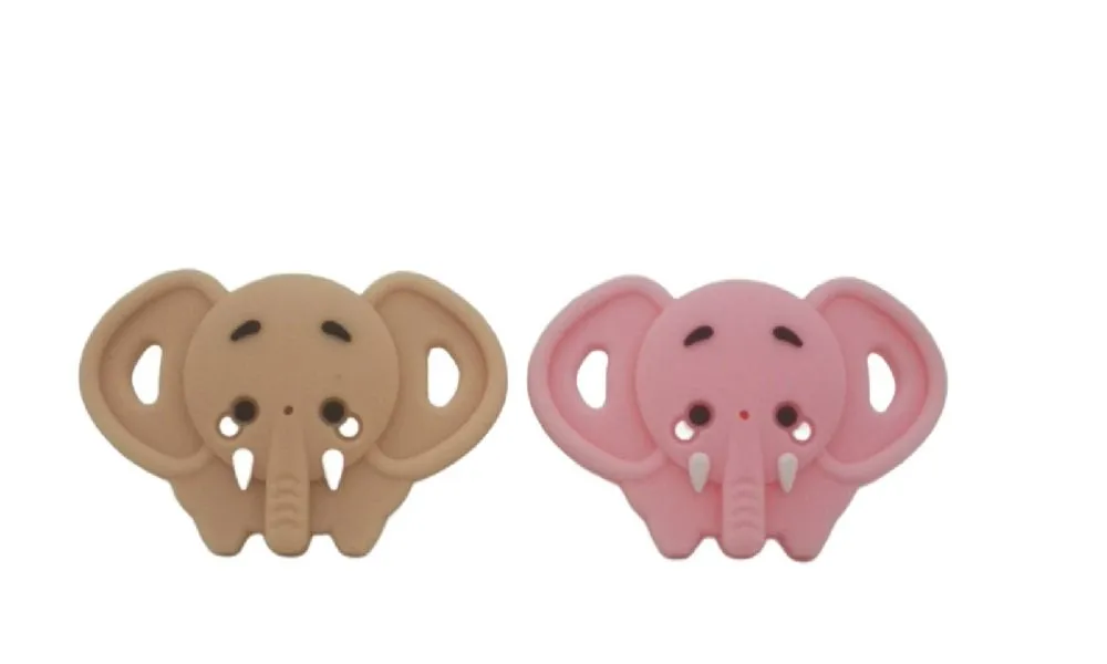 Funny Dummy Pacifiers For Babies - 2 Pack Silicone Elephant Design - Pink & Beige