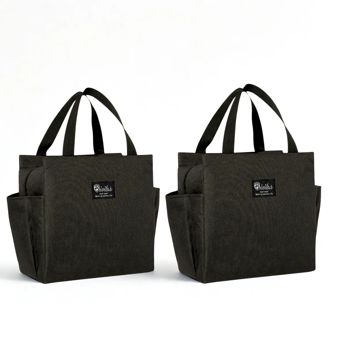 Brivilas Large Capacity Thermal Insulated Lunch & Cooler Bag - 2 Pack - Black