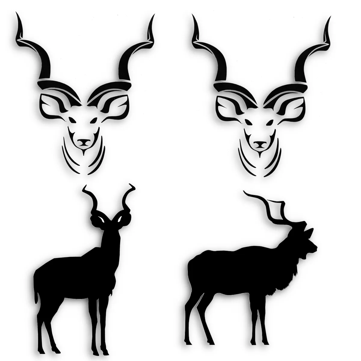 TrendSpire Kudu Combo Vinyl Stickers - Set of 4 - Black