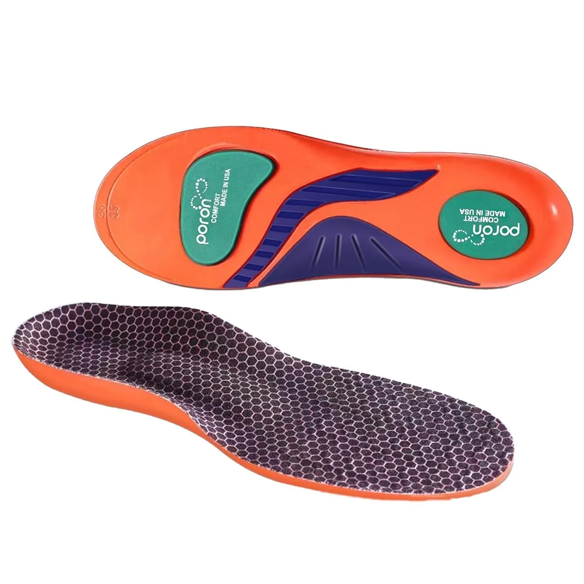 QYNIAL Shock Absorbing Sports Insoles Arch Support Insole Standing Work 1PR - UK 3-3.5