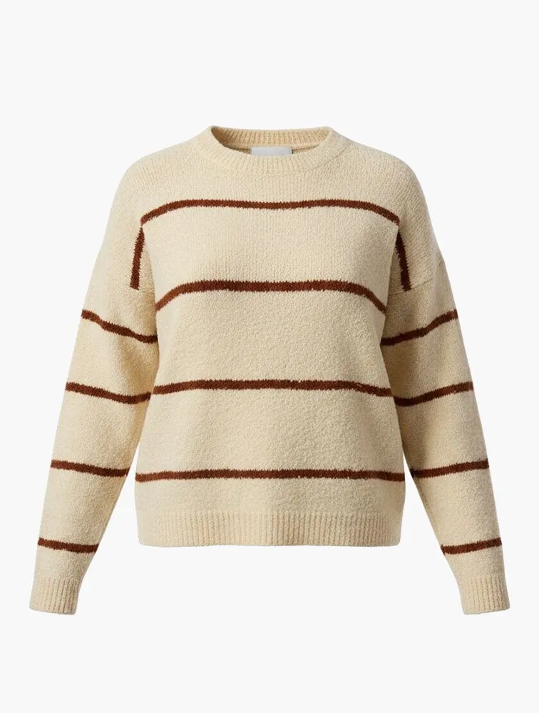 TRENDYOL Striped Textured Crew Neck Jersey