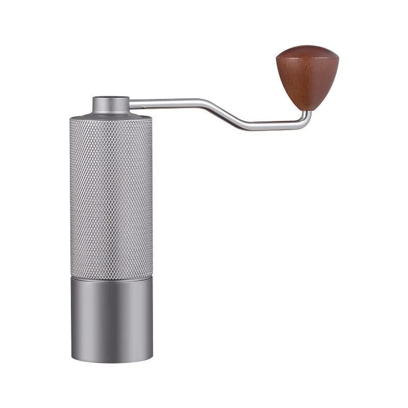 Portable Manual Coffee Grinder Home Office Camping-stainless conical burr - Silver