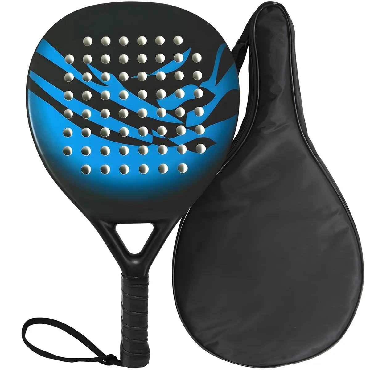 Carbon Padel Racket with Cover Bag Paddle Tennis Racquets Set - Blue