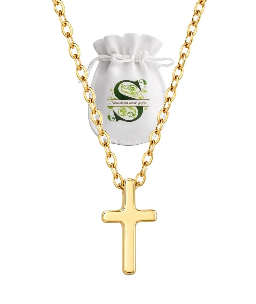 Christian Faith Jewelry Gift Set Small Cross With Link Chain And Extender - Gold