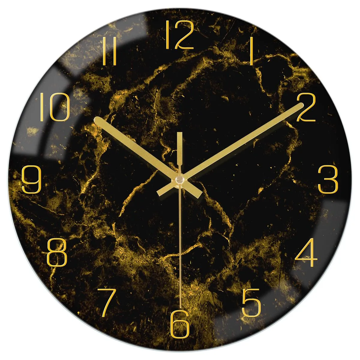 Wall Clock Silent Non Ticking Wall Clocks 30cm Round Home/Office - Black, Gold