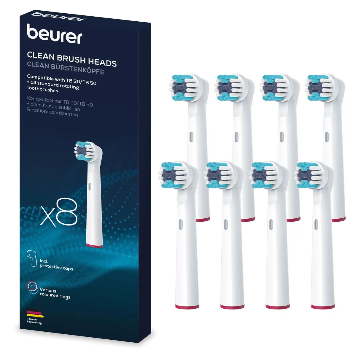 Beurer Toothbrush Heads: TB, Oral B & Rotating Toothbrush Compatible x8