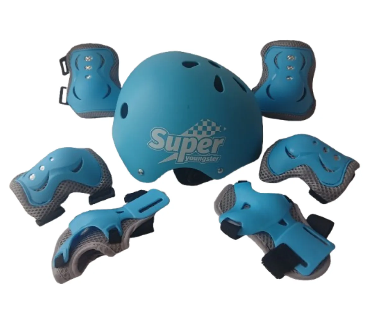 Kids Bike Helmet with Sports Protective Gear Set - Sporty Blue