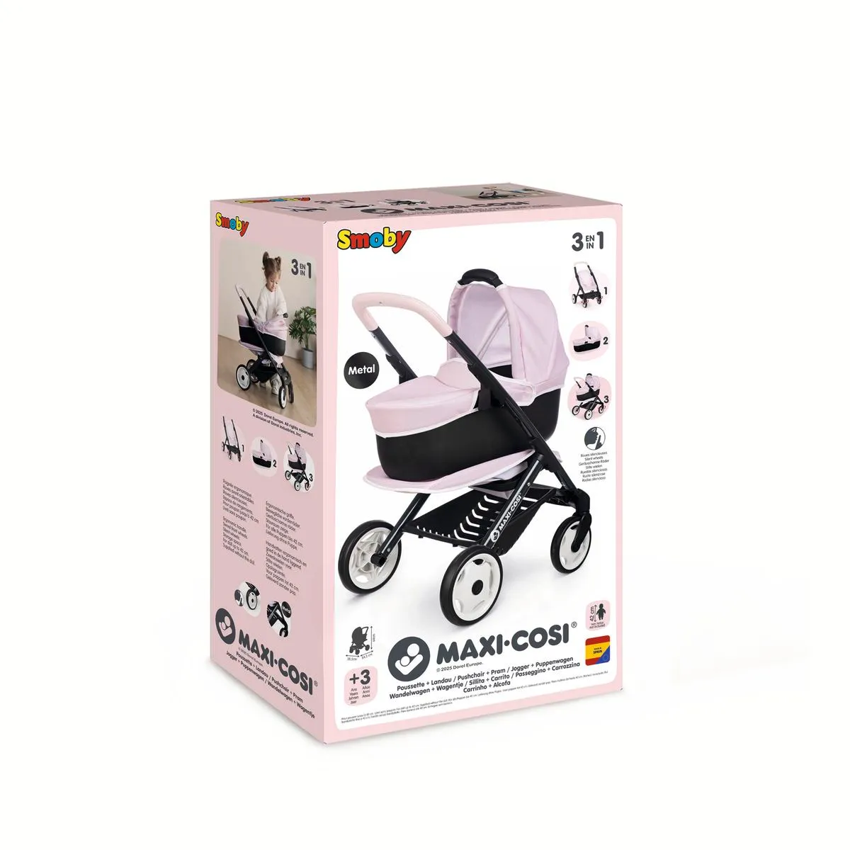 Smoby Maxi-Cosi 3-in-1 Combi Pushchair & Pram Pink