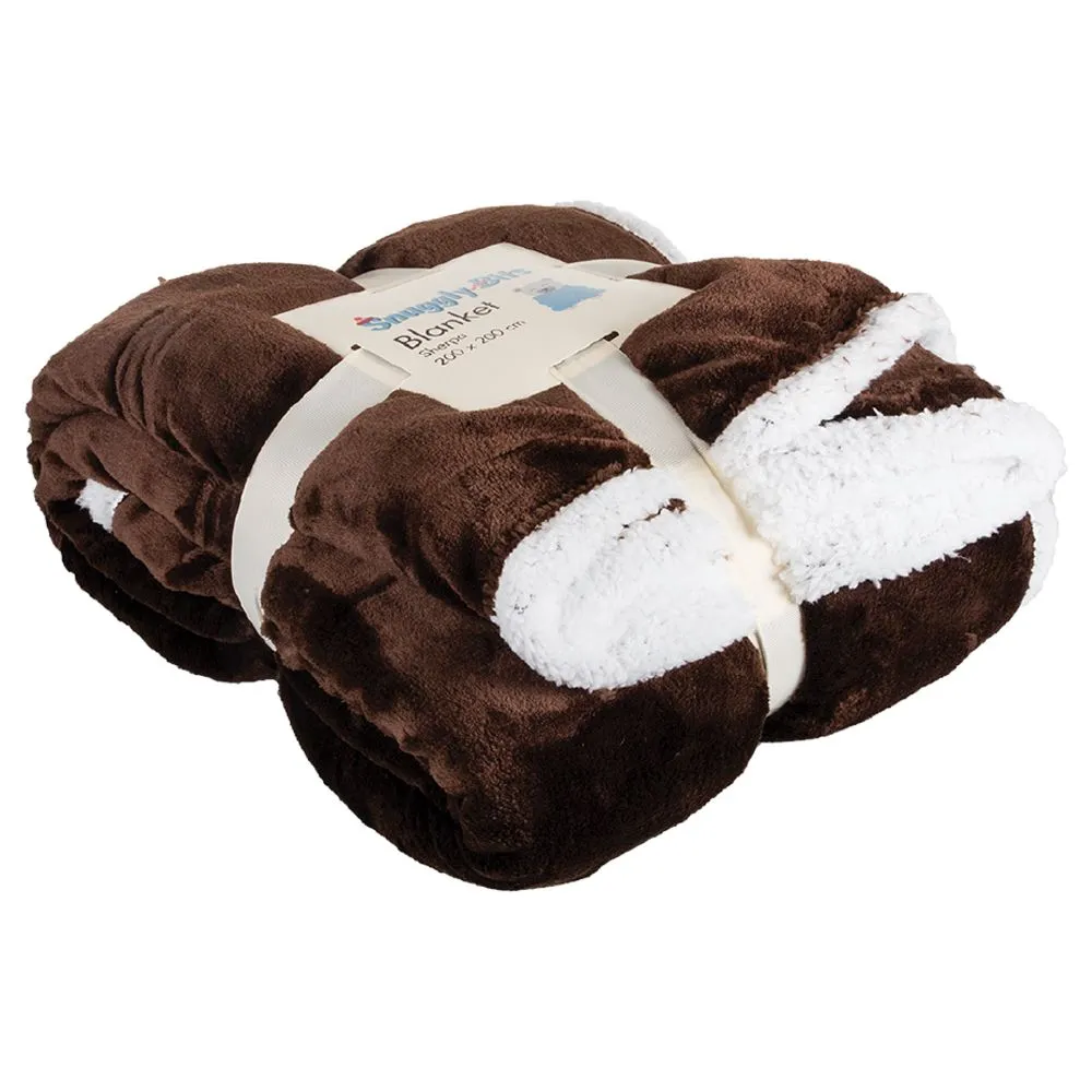 Soft Sherpa Blanket King Size - 200 x 200cm - Brown