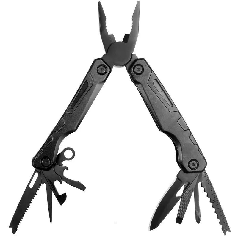 Stainless Steel Multifunctional Tool Pliers, Portable Outdoor Camping Knife - Black