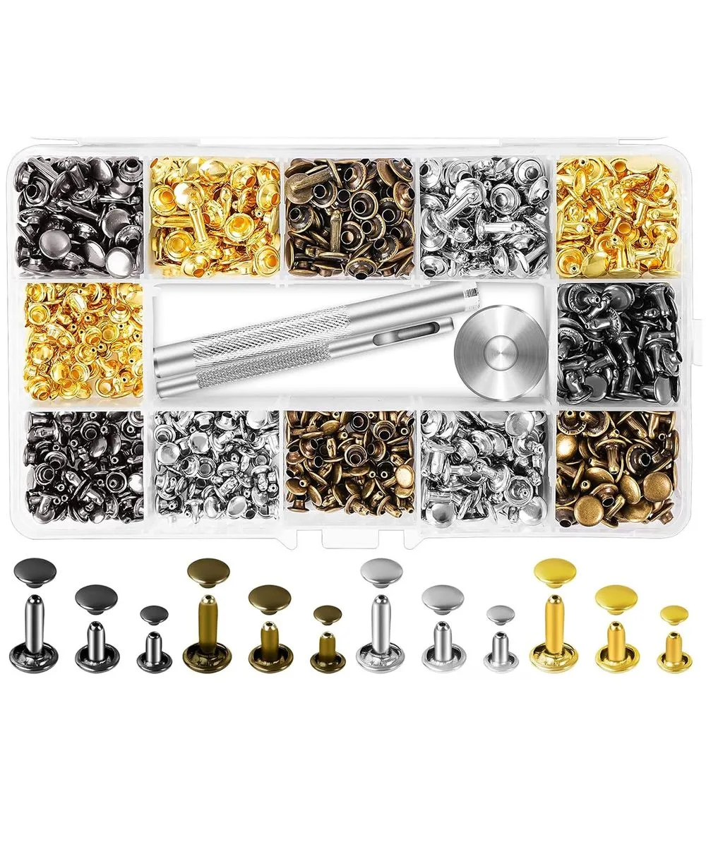 360 Sets Leather Rivets, Studs with Pliers Fixing Tools for Craft