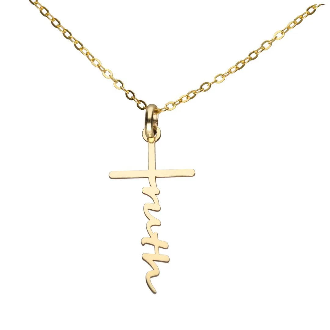 9k Gold Truth Cross Pendant and Chain